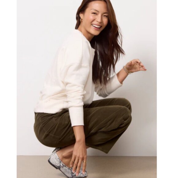 Evereve Baylor Corset Sweatshirt, Size M, Ivory/Off White - Picture 5 of 9